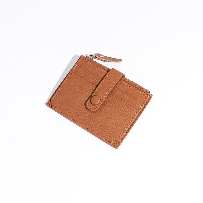 Wholesale Genuine leather ultra-thin card holder zipper coin purse